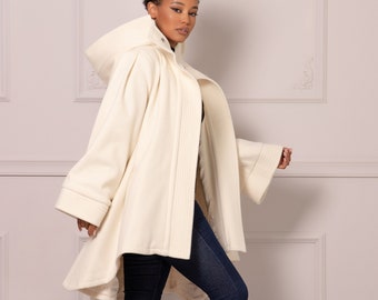 Women Hooded Plaid Check Tunic Coat Jacket Poncho Cloak Outerwear Plus Size Cape 