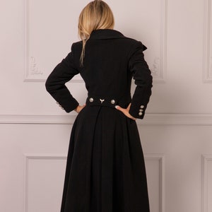 Victorian Skirted Coat, Swing Evening Coat, Wool Fit and Flare Coat, Long Gothic Clothing, Button Up Winter Overcoat, Elegant Ladies Coat