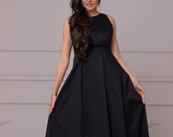 Mother of the Bride Elegant Long Black Dress, Sleeveless Formal Maxi Dress with Back Zipper by AtelierAstraea