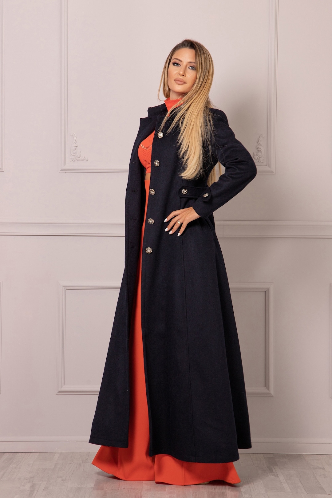 Buy Ankle Length Wool Cashmere Jacket Coat, Detective Maxi Ladies