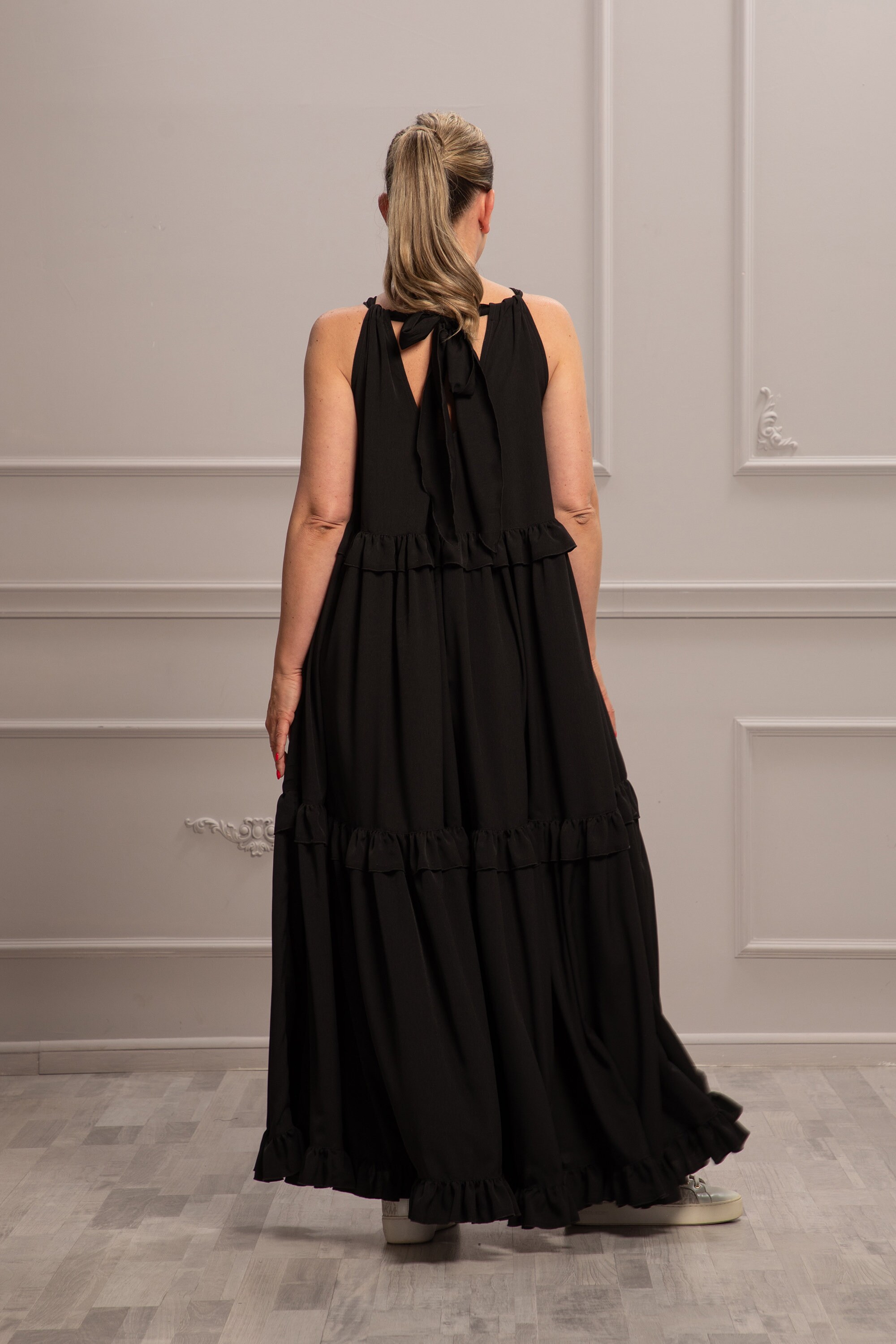 chinese dress ladies Hanna Nikole Women Plus Size Long Sleeve Dresses Black Fall Spring Smocked  Summer Casual Maxi Funeral Flowy Tiered Dress 1X at Amazon Women's Clothing  store