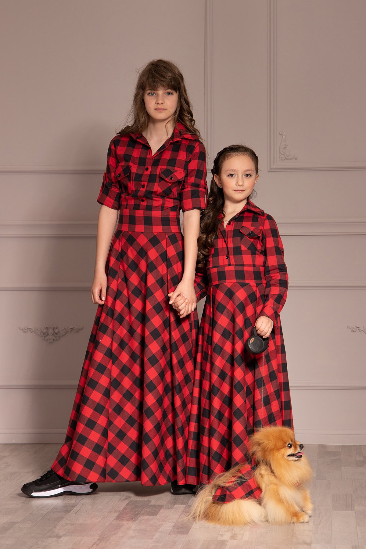Maxi Red Plaid Shirt Dress With Long Sleeves, Elegant Tartan Flowy Dress,  Elegant Checkered Dress by Atelierastraea - Etsy UK