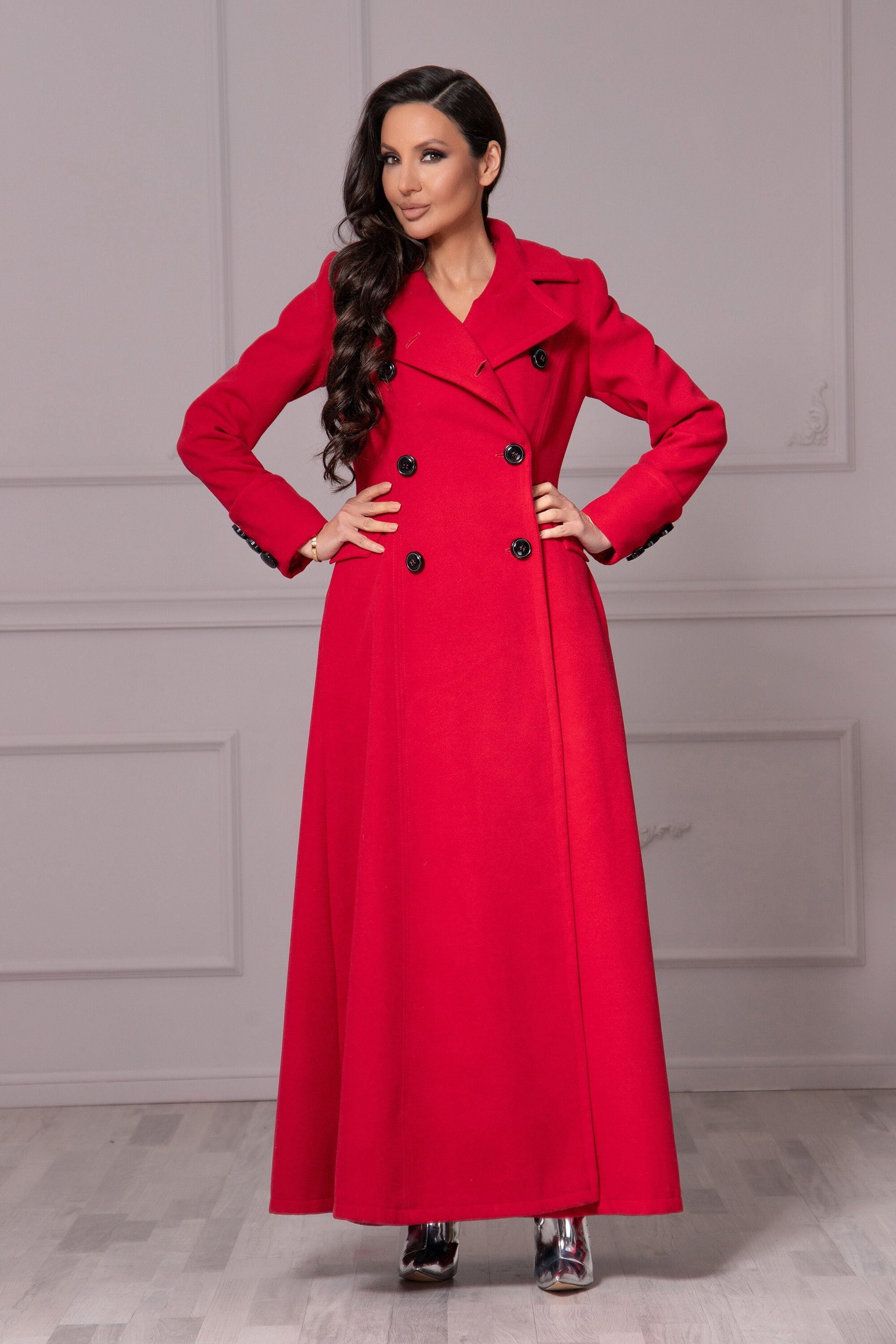 plus size a line wool coat