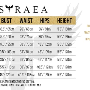 May include: Size chart for clothing with measurements in inches and centimeters. The chart includes EU, US, and French sizes, as well as bust, waist, hips, and height measurements.