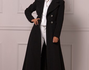 Exquisite Maxi Fit and Flare Overcoat, Full Length Coat