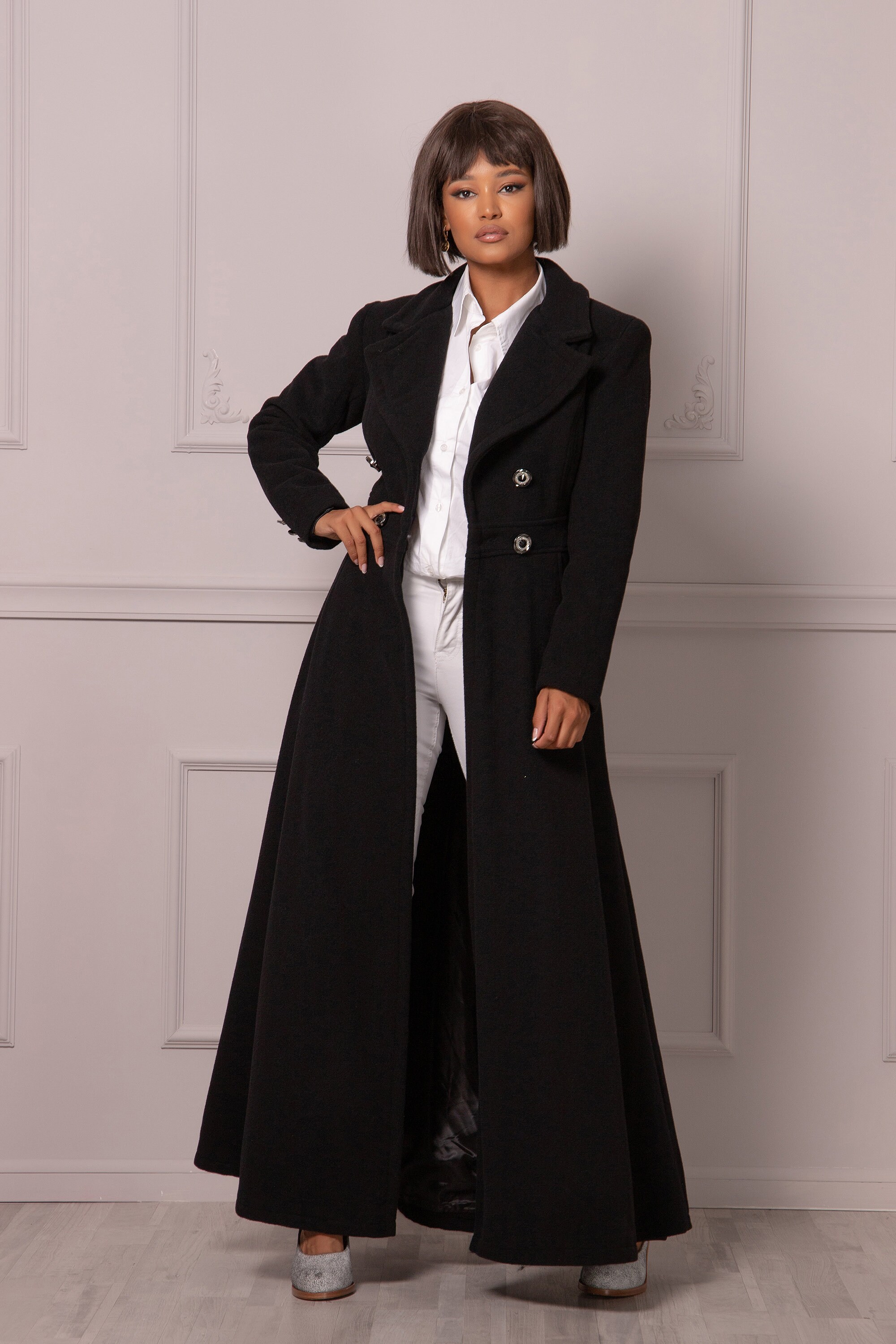 Maxi Overcoat Fit and Flare Coat Petite Long Coat Full - Etsy