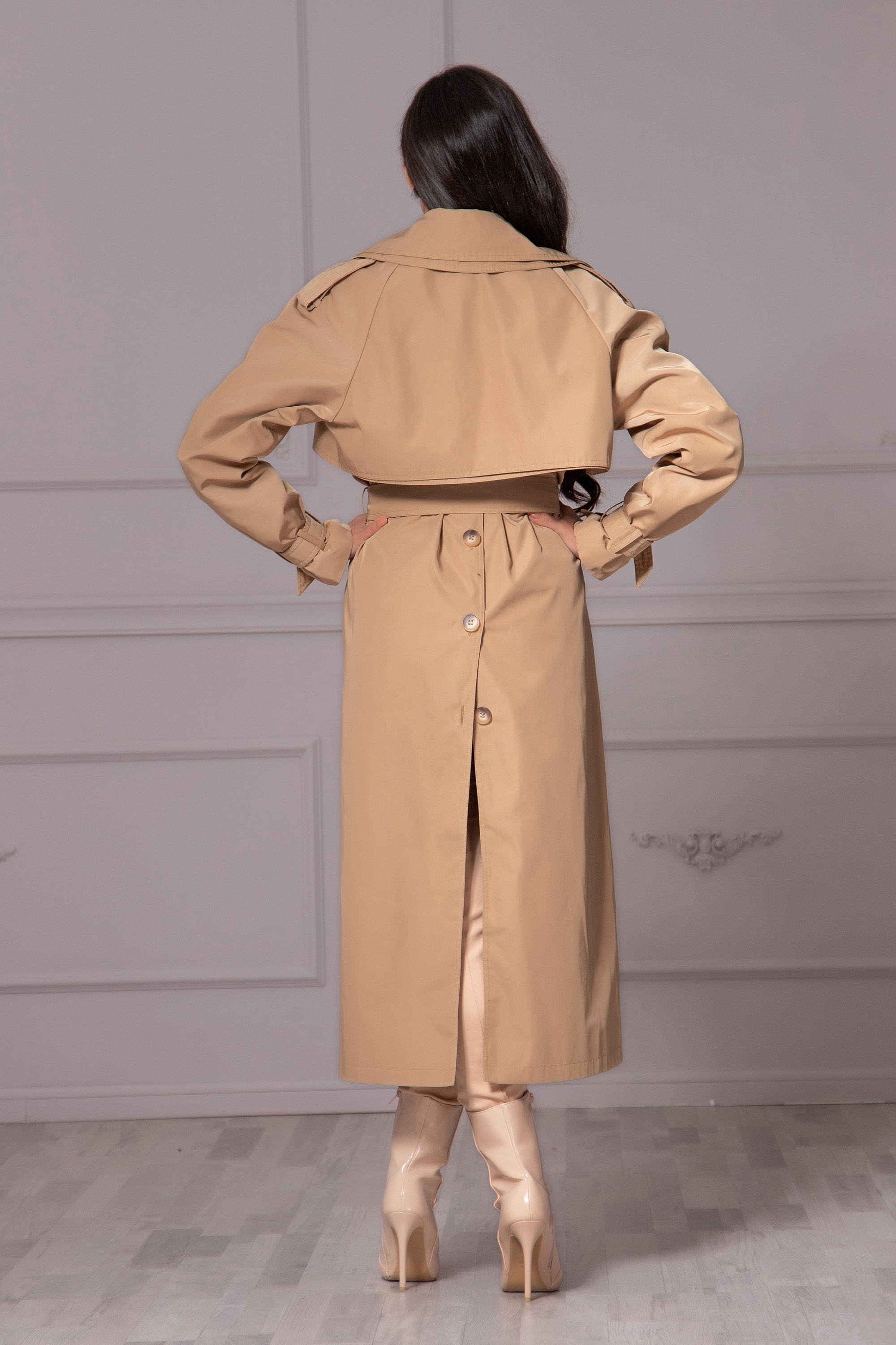 Beige Maxi Trench Coat Dress Outfit - Buttoned Trench