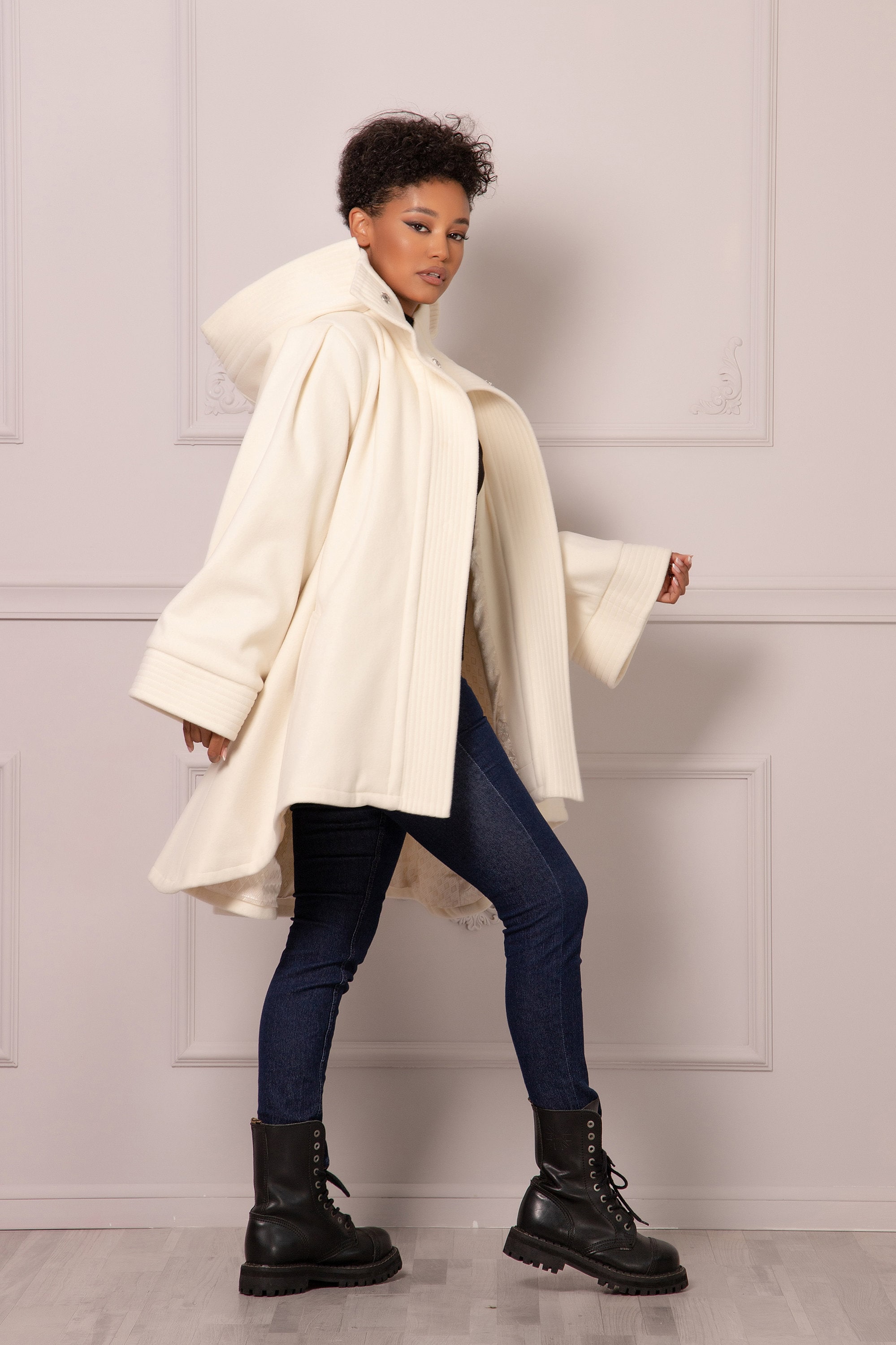 Winter Cape Coat With Sleeves, Elegant Bridal Capelet, Warm