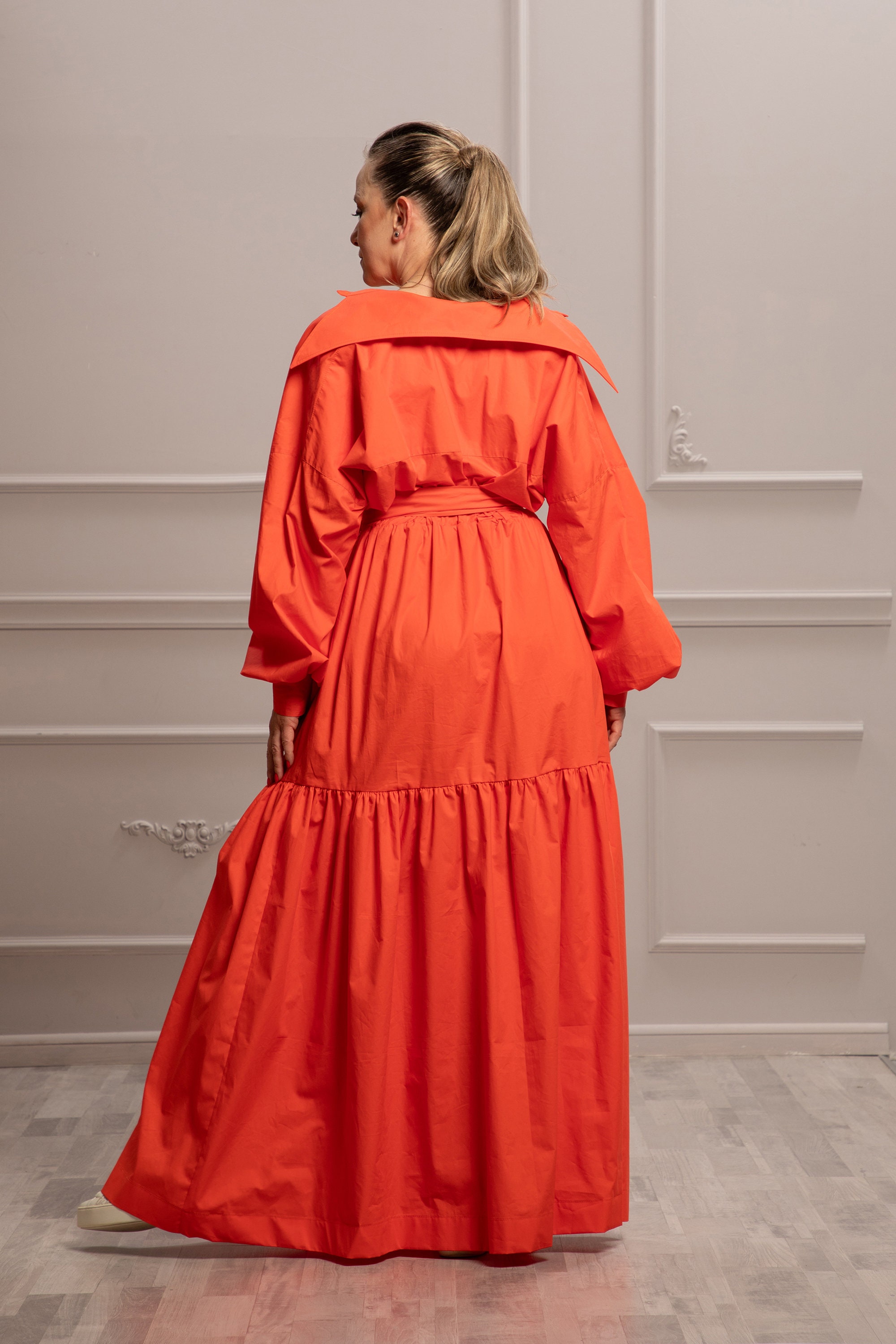 orange silk shirt dress ARGENTI 100% Noil Silk Orange Shirt Dress Size 6