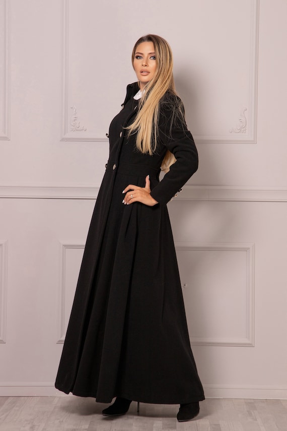 Double Breasted Victorian Coat, Gothic Flared Dress Coat