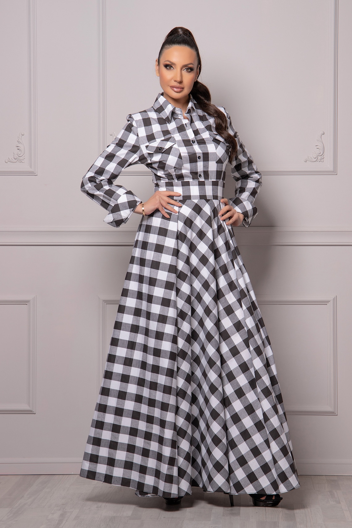 Black Tartan Plaid Dress main image 1