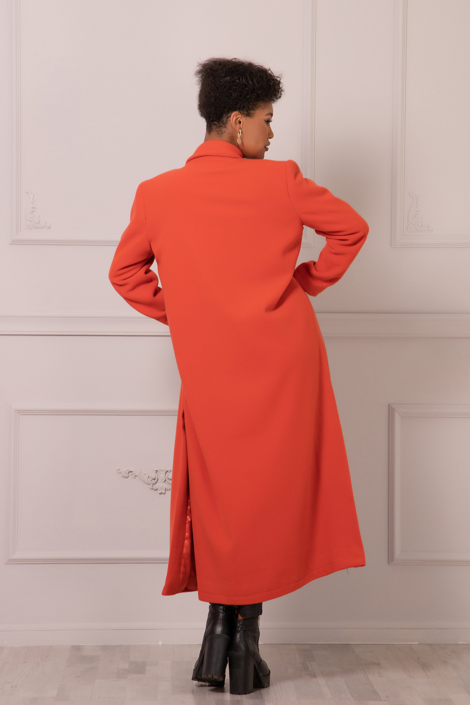 【INCHANT ME】[Wool 90%] Big collar robe handmade long coat Wool Winter Coat,big Collar Designer Coat,long Full Length