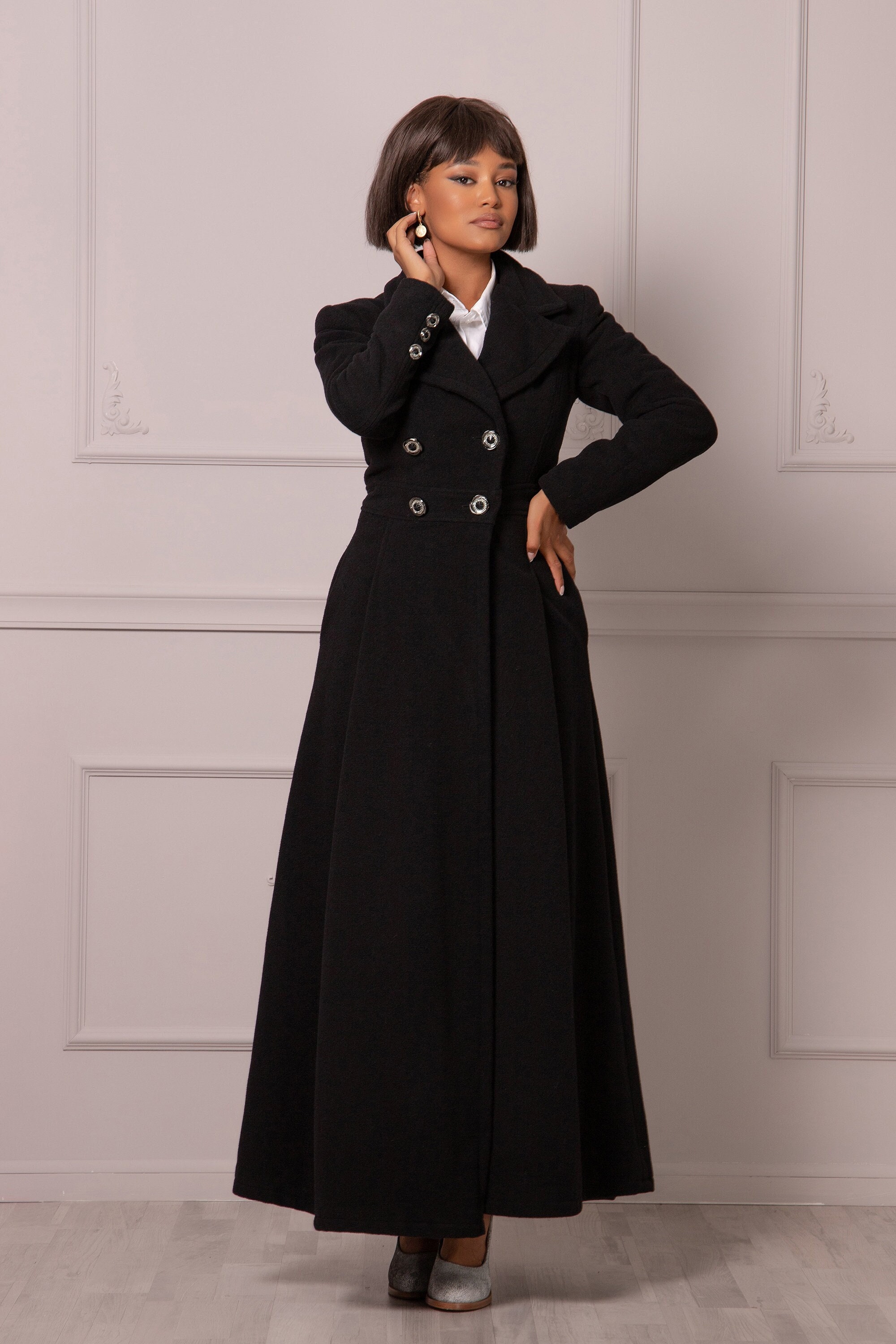 Exquisite Maxi Fit and Flare Overcoat Full Lenght Coat Plus Size
