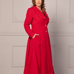 Classic Maxi Winter Flattering Overcoat for Ladies, Custom Made Tailored Jacket, Edwardian Walking Flared Swinging Coat, 50s Style Coat
