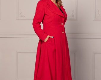 Classic Maxi Winter Flattering Overcoat for Ladies, Custom Made Tailored Jacket, Edwardian Walking Flared Swinging Coat, 50s Style Coat