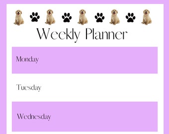 Purple Puppy Monthly Planner Calendar | Etsy