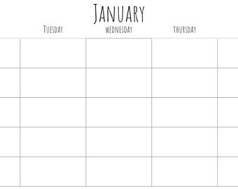 Monday Start 5 Day Blank Weekly Calendar Printable