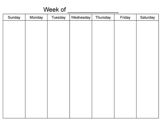 7 Day Printable Weekly Calendar