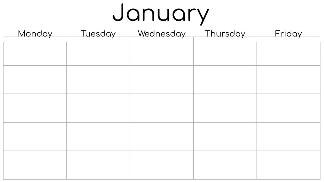 Monday Start 5 Day Blank Weekly Calendar Printable - Etsy