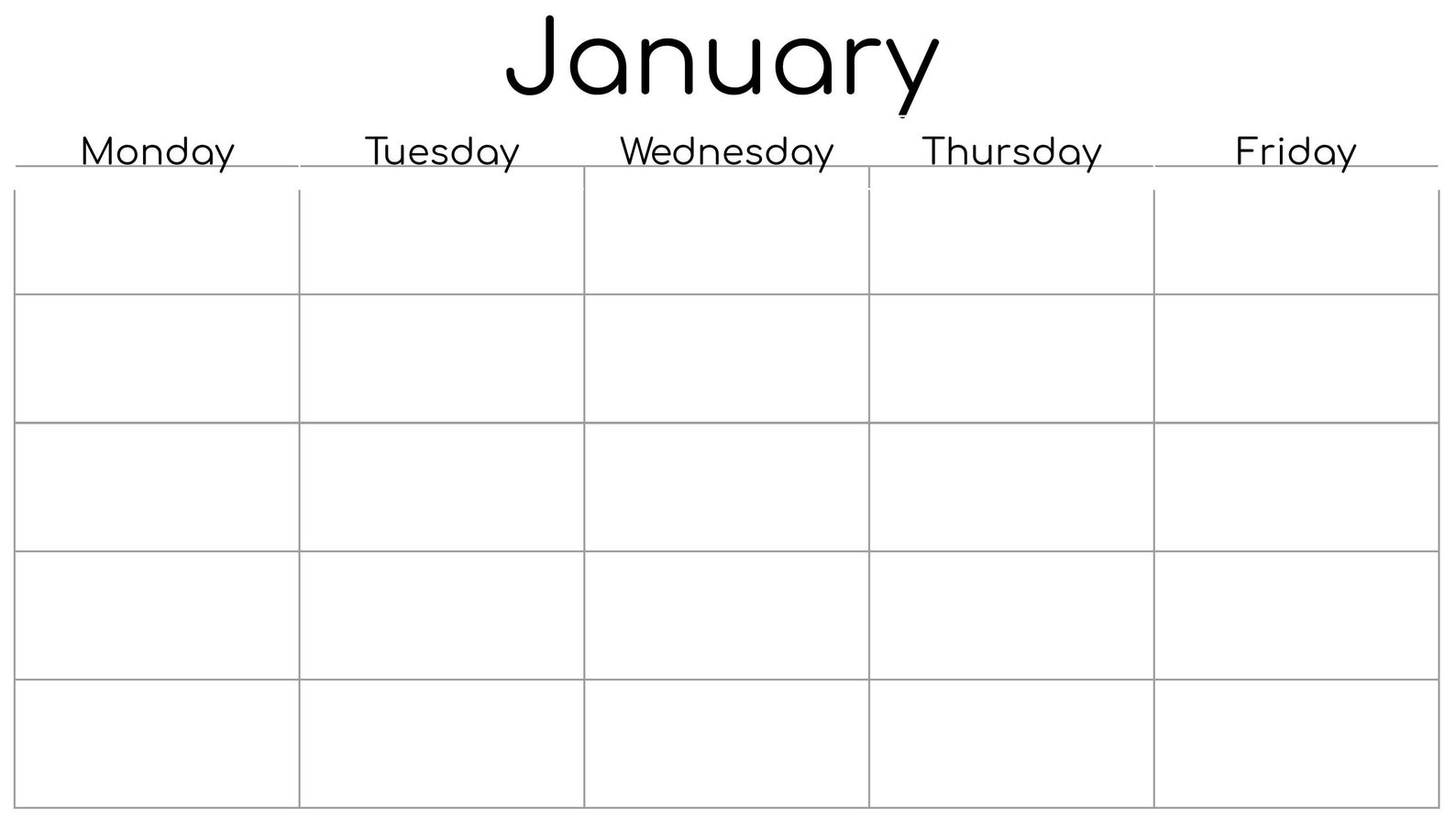 Monday Start 5 Day Blank Weekly Calendar Printable - Etsy