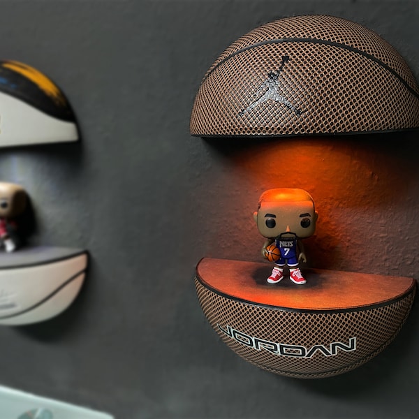 LED Shelf Basketball Jordan, NBA, Shoe Rack, Lakers, LeBron, Michael Jordan, Floating Shelf, Cadeau pour hommes, Man Cave, Unique