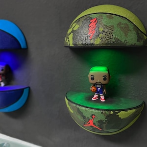 Étagère LED basket Jordan, NBA, étagère à chaussures, Lakers, LeBron, Zion, Jordan, flottant, armée, vert, illuminé, cadeau homme, sneaker