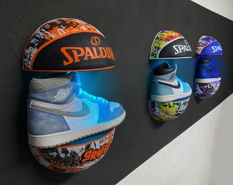 Illuminated basketball shelves - AVAILABLE IMMEDIATELY - Shipping within 3 days - Shoe rack, NBA, sneaker, shoes, basketball, shelf, gift,