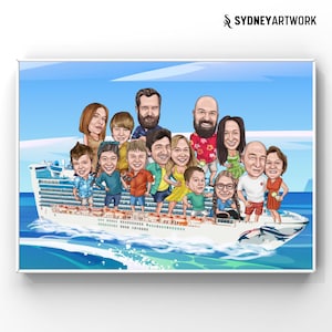 Family Best Friend Reunion Cartoon Portrait, Custom Group Caricature, Gift For Perents Mom Dad Friends Him or Her, Personalized Gifts Ideas