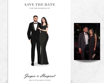 Custom Wedding Illustration Portrait from Photo, Personalized Couple Illustration, Couple Portrait from photo in my style, Anniversary Gift