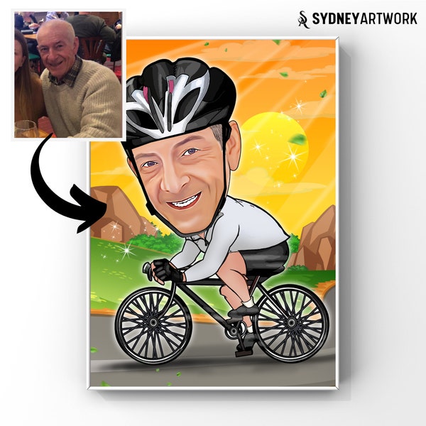 Personalized Cyclist Cartoon Portrait, Biker Sport Caricature Gift, Family Illustration Portrait, Group Caricature Portrait from your Photo
