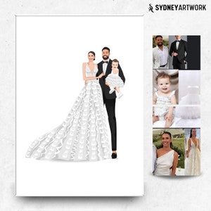 Family Portrait Gift, Mom Gifts, Anniversary Cartoon Portrait, Printed Family illustration, Custom Portrait from Photo, Gift For Christmas