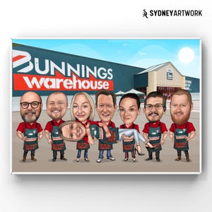 Bunnings Inspired Birthday Cartoon From Photo, Personalised Birthday favour Party Sign, Cake Toppers, Banner,Poster, Custom Group Caricature