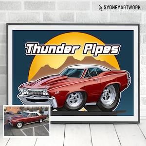 Benutzerdefinierte Auto Illustration, digitale Auto Zeichnung, personalisiertes Geschenk für Freund, Vatertagsgeschenk Ideen, benutzerdefinierte Cartoon Auto Zeichnung, Auto für ihn