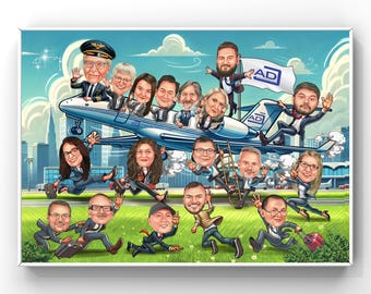 Retirement Caricature from Photo, Personalised Digital Portrait for Coworker, Boss or Office Farewell Gift