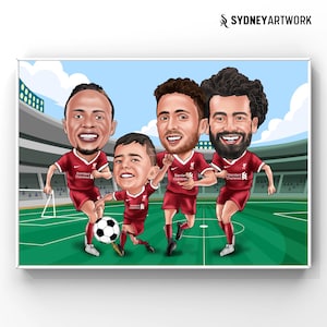 Retrato de caricatura de jugador de fútbol personalizado, regalo de jugador de fútbol, caricatura de jugador de fútbol masculino de la foto, regalo divertido de futbolista para él