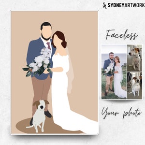 Faceless Portrait, Custom Illustration, Personalised Wedding Illustration, Custom Couple Potrait, Cartoon Portrait,Minimalist Couple Drawing