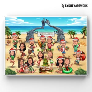 Caricatura de Natal personalizada da empresa, cartões de Natal corporativos, empresa de escritório comercial, presente de Natal de verão personalizado, presente de aposentadoria