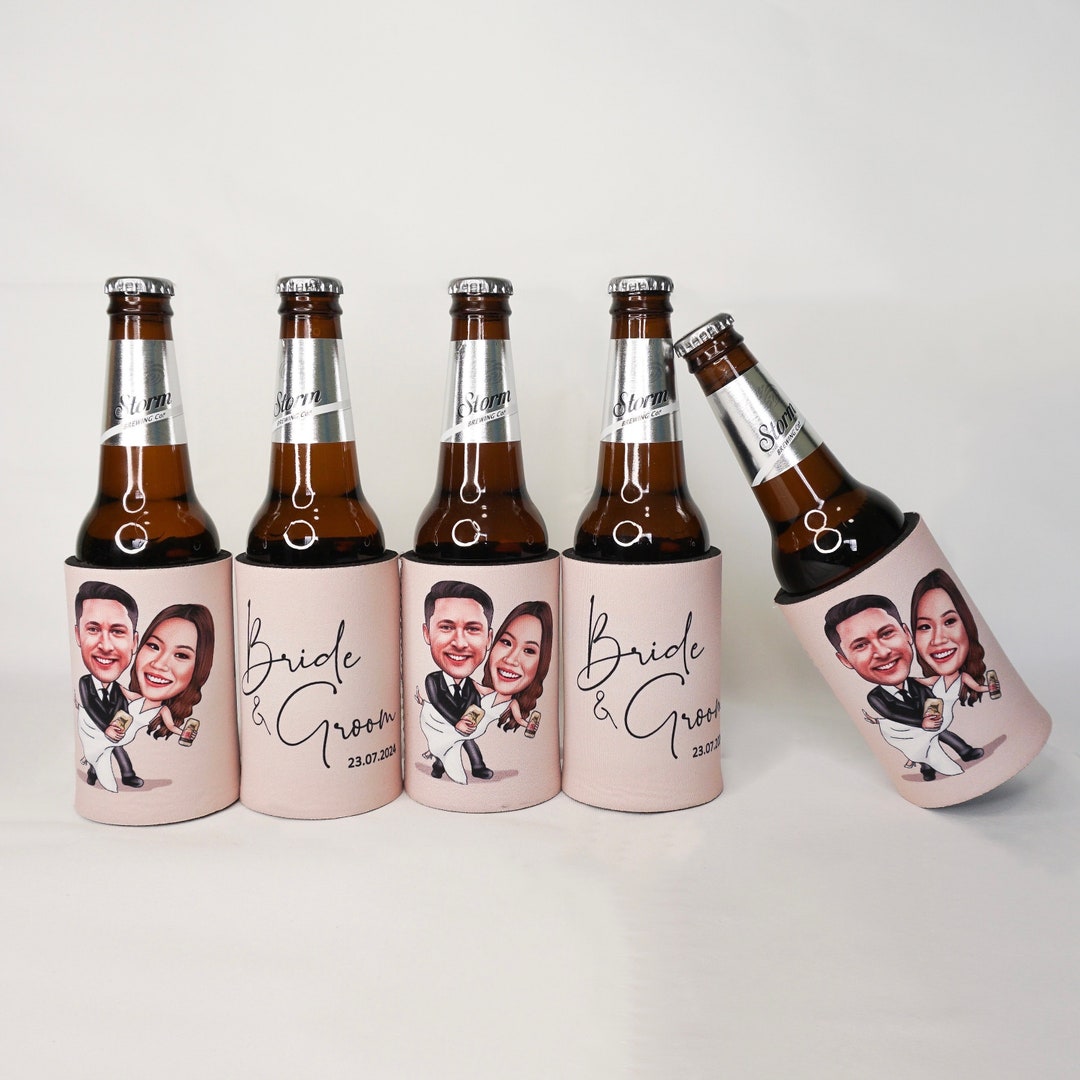 Wedding Stubby Holders, Personalized Caricature Can Coolers, Custom — free download
