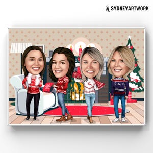Kerstcadeau beste vrienden, gepersonaliseerde cartoon vriendschap, kerstkarikatuur bestie, verjaardagsafdruk BFF, cadeau geheime kerstman voor vrienden