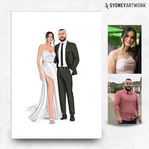 Ilustración de moda personalizada, Ilustración de pareja personalizada, Invitación de compromiso, Invitación de boda, Regalo de propuesta, Regalo de aniversario, Regalo para ella