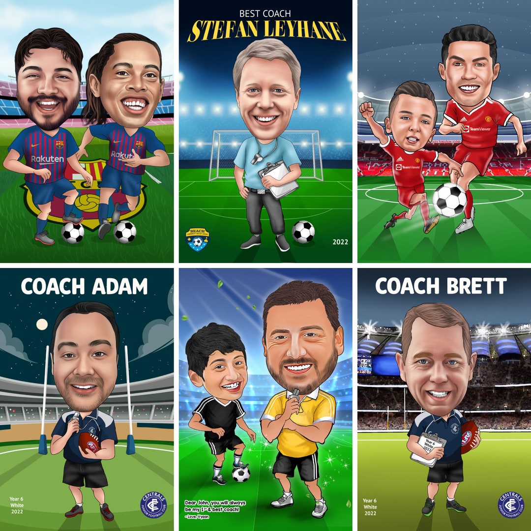 Personalized Coach Gift Custom Coach Cartoon Portrait Etsy