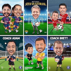 Regalo de entrenador personalizado, retrato de caricatura de entrenador personalizado, retrato de caricatura digital, regalo de entrenador para baloncesto, fútbol, béisbol, fútbol, rugby