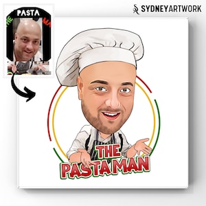 Chef Logo-Design, Restaurant Logo, benutzerdefinierte Cartoon Logo für Business, Karikatur Pasta Man, Konditorei, Dessert Maker, Sweets Shop, Baker Logo