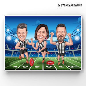 Custom Rugby Player Gift, Football Player Caricature from Photo, Australian Football League Team, Group Cartoon Portrait, Personalized Gift