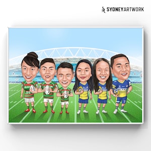 Personalized Father's Day Gift, Custom Dad Cartoon Portrait, Family Caricature from Photo, Football Rugby Player Gift, Funny Gift for Him