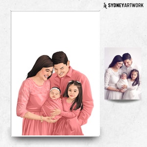 Family Portrait Gift, Mom Gifts, Family Cartoon Illustration, Couples Portrait, Anniversary Gift, Personalised Gift, Portrait From Photo
