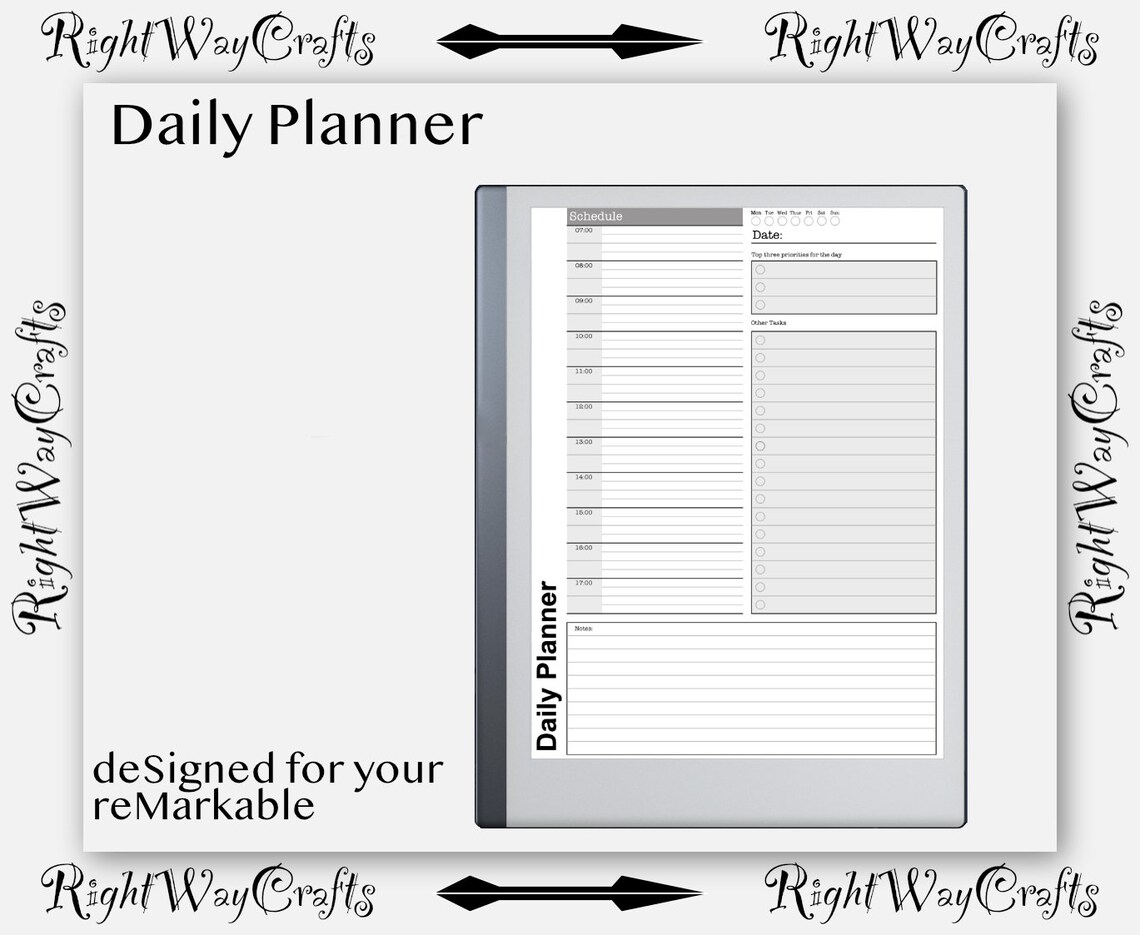 Remarkable 1 &amp; 2 Template Daily Planner digital Download - Etsy
