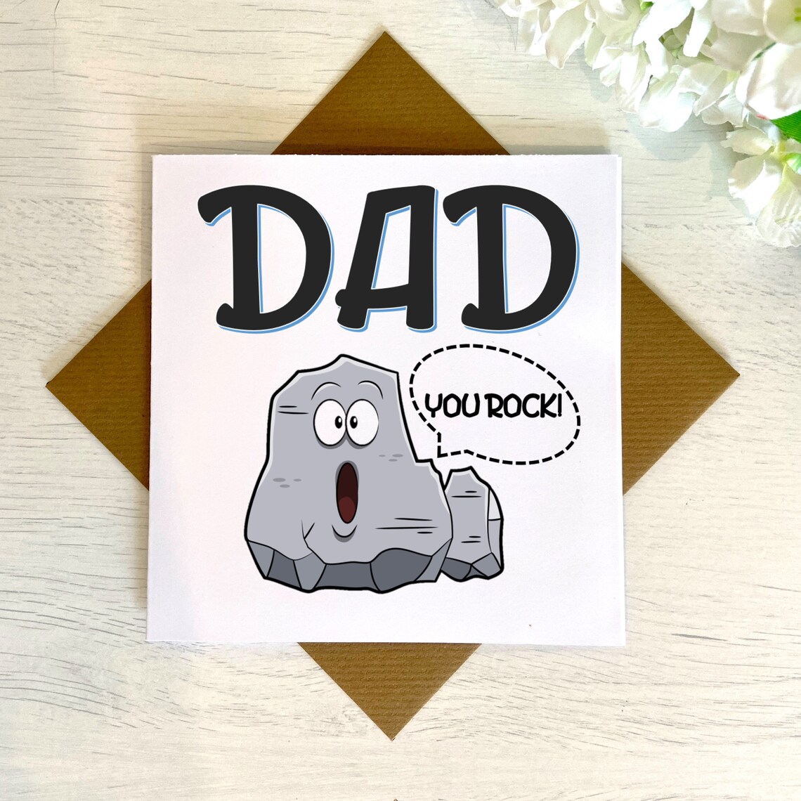 Dad You Rock Funny Pun Based Card Birthday Card or Fathers Etsy UK