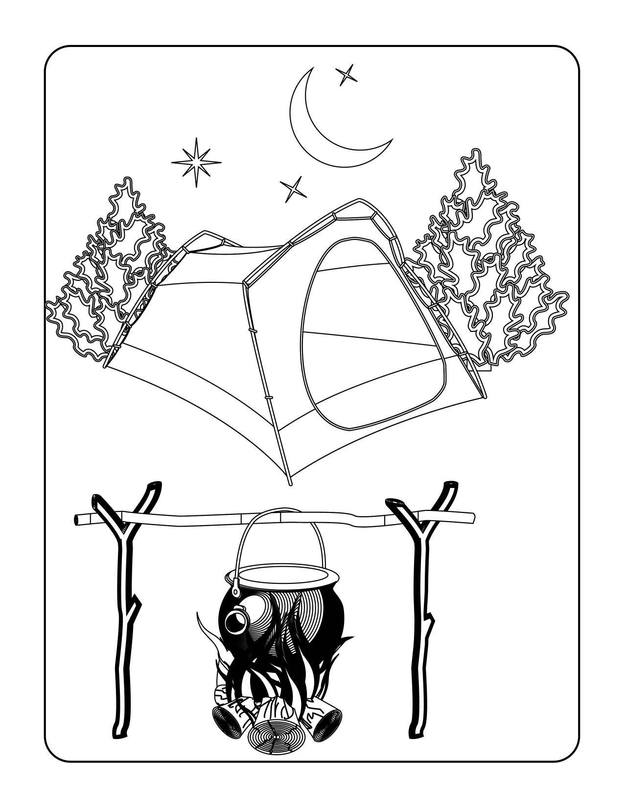 Camping coloring pages for children | Etsy
