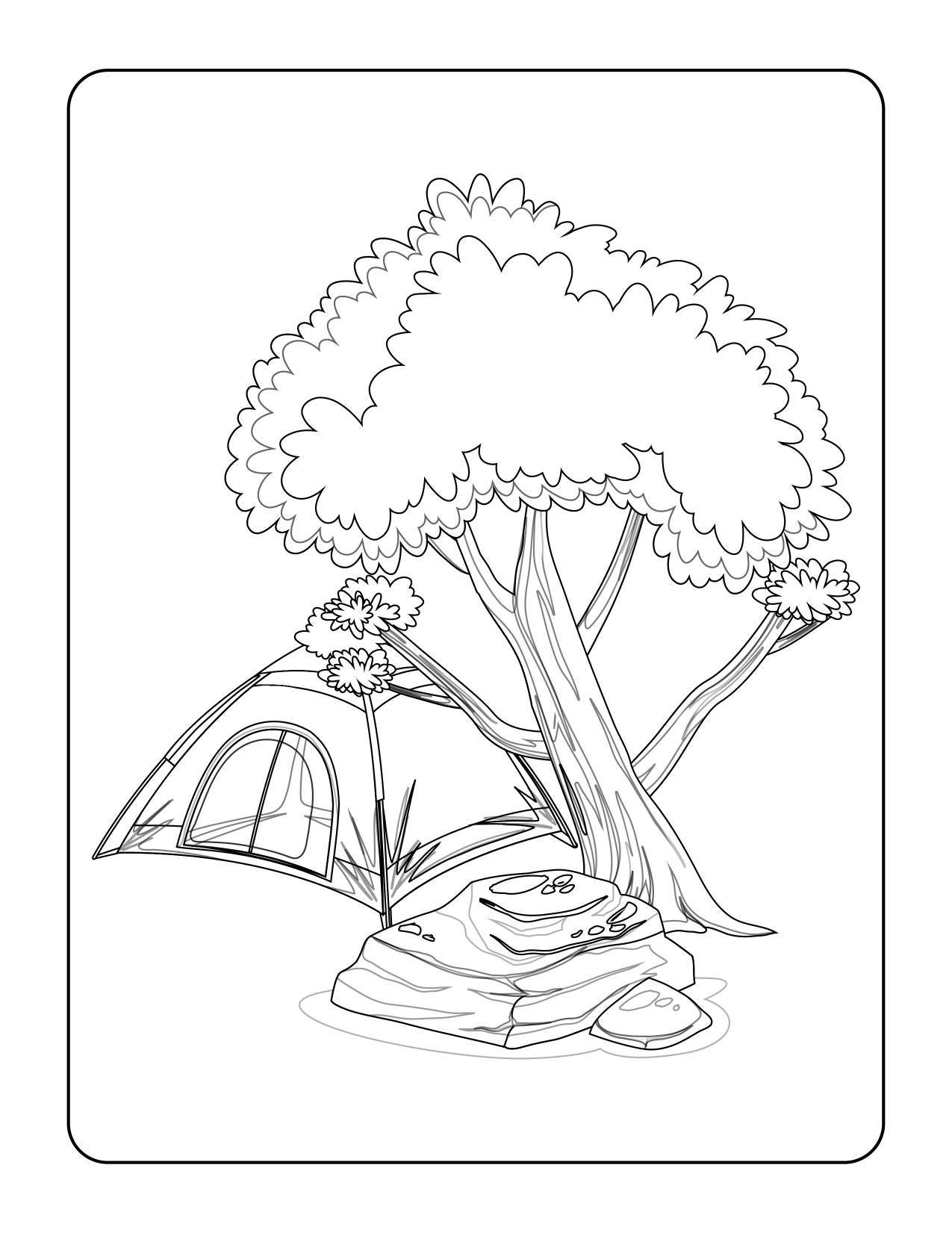 Camping coloring pages for children | Etsy